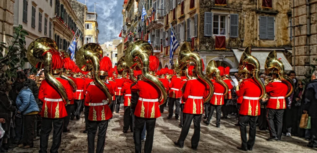 music philarmonic band parade for corfu easter 2024 celebrations 