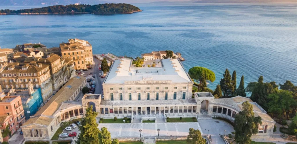 Corfu's "palace" aerial drone photo